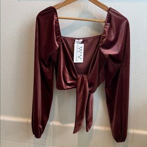 Le Lis Deep Red Tie-Front Blouse